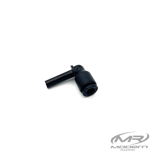 Hembra Push-Loc de 5/32" a Vástago corto macho Push-Loc de 5/32" Conector de aire 90* Plástico