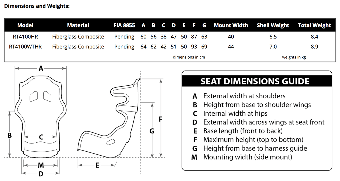 Racetech RT4100HR Racing Seat