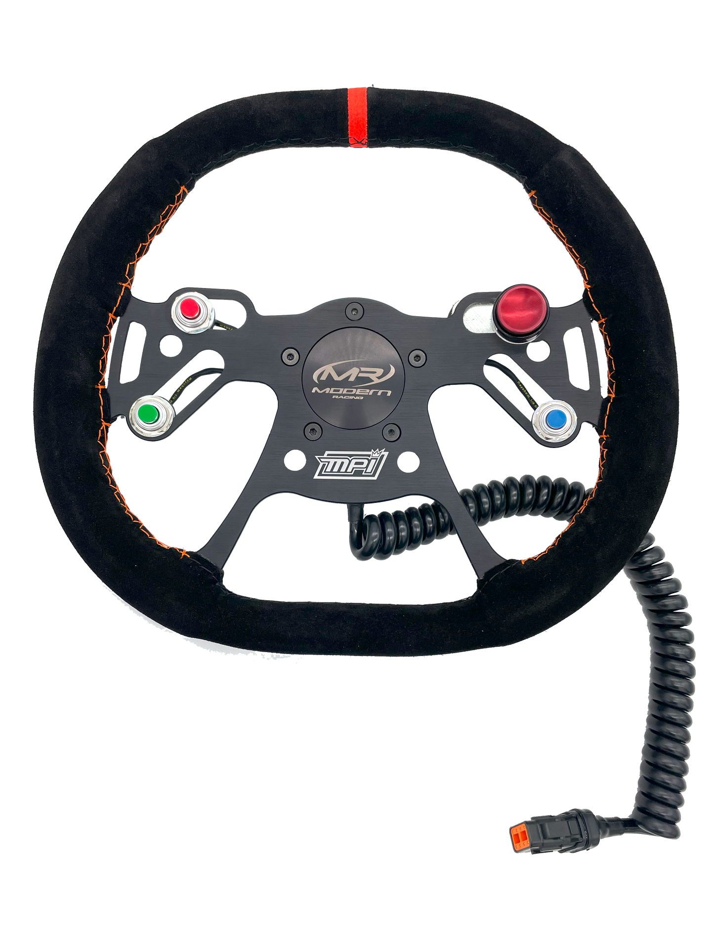 MPI DRG-13 Steering Wheel. 5-Hole. 4-Spoke. Suede. 13" SQUARE