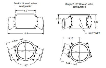 123mm Blow off assembly with 2.5" connectors