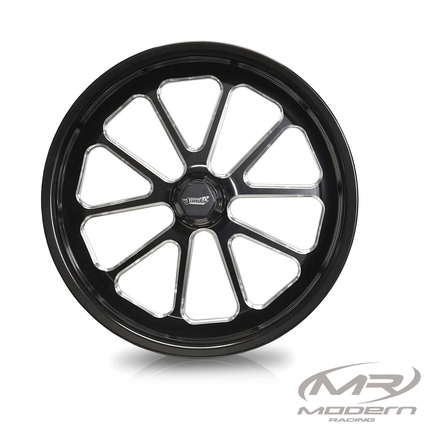 Sander Engineering 10 Spoke Forged Spindle Mount- Anglia "Ultra" - 15" - Black & Machined