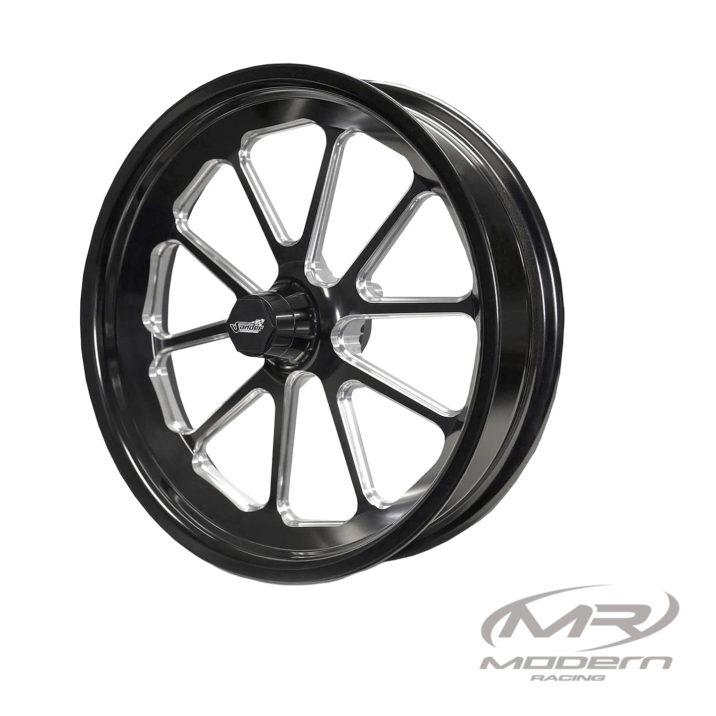 Sander Engineering 10 Spoke Forged Spindle Mount- Anglia "Ultra" - 15" - Black & Machined
