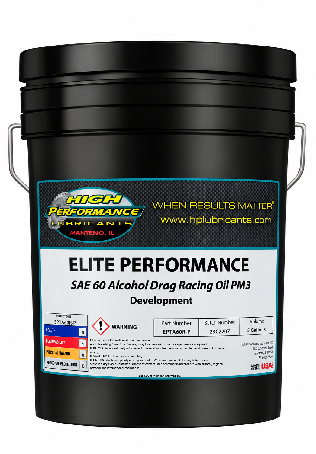 Elite Performance Alcohol Racing Oil - 60WT; 5 Gallon Pail