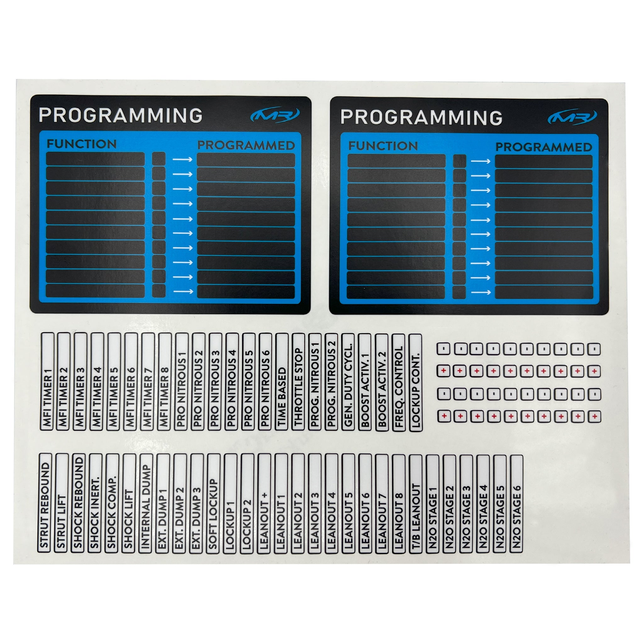 Manual Programming Label Modern Racing Laptop Program Quick Reference Label Kit (FuelTech)
