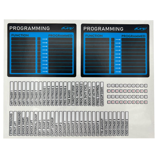 Modern Racing Laptop Program Quick Reference Label Kit (FuelTech)