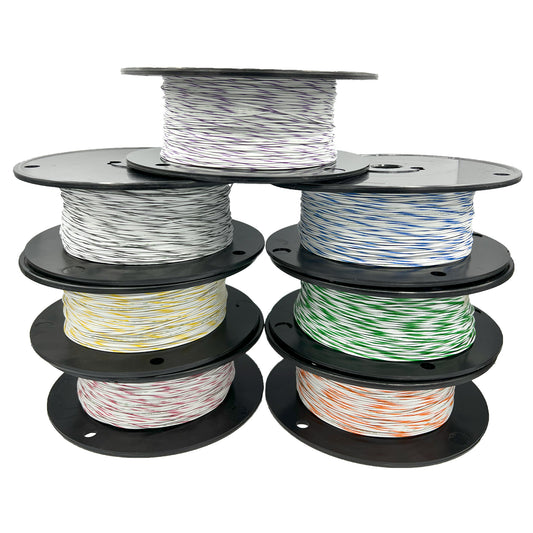 18AWG Tefzel Wire -White W/Stripe
