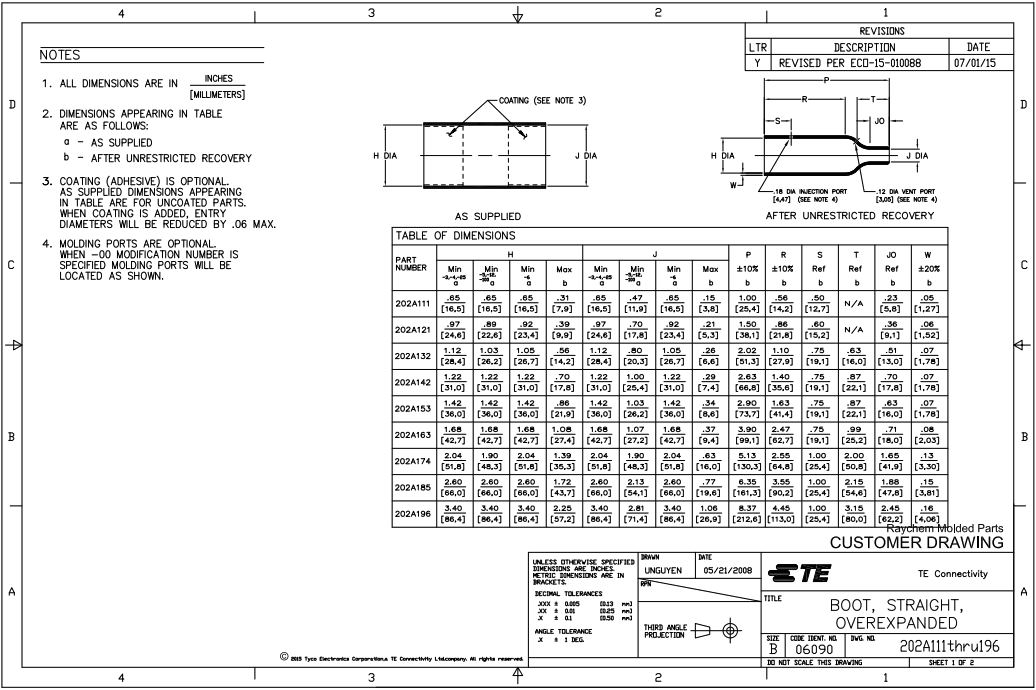 Bota termorretráctil Raychem 202A153