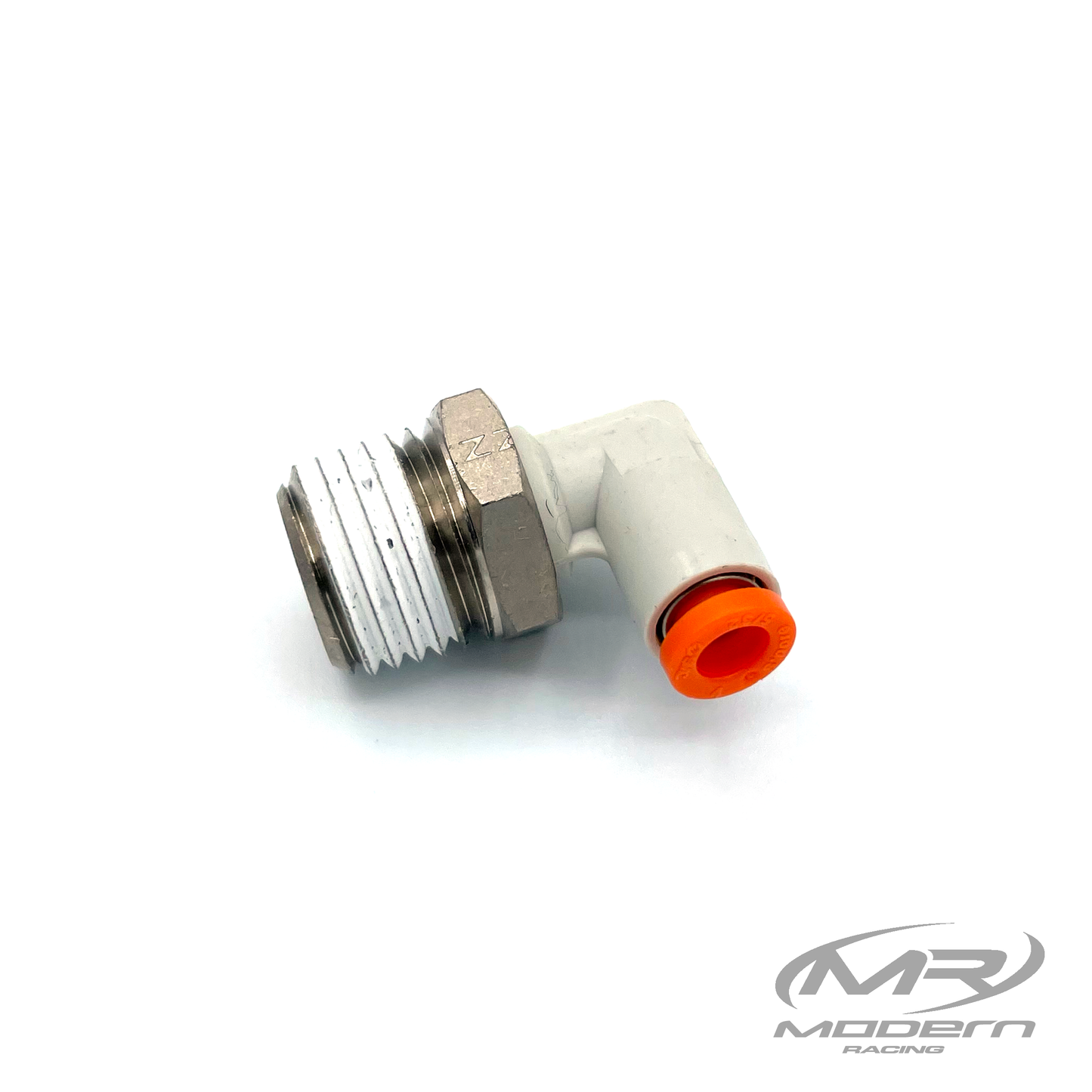 Conector de aire hembra Push-Loc de 5/32" a macho NPT de 1/4" 90* Latón/plástico (niquelado)