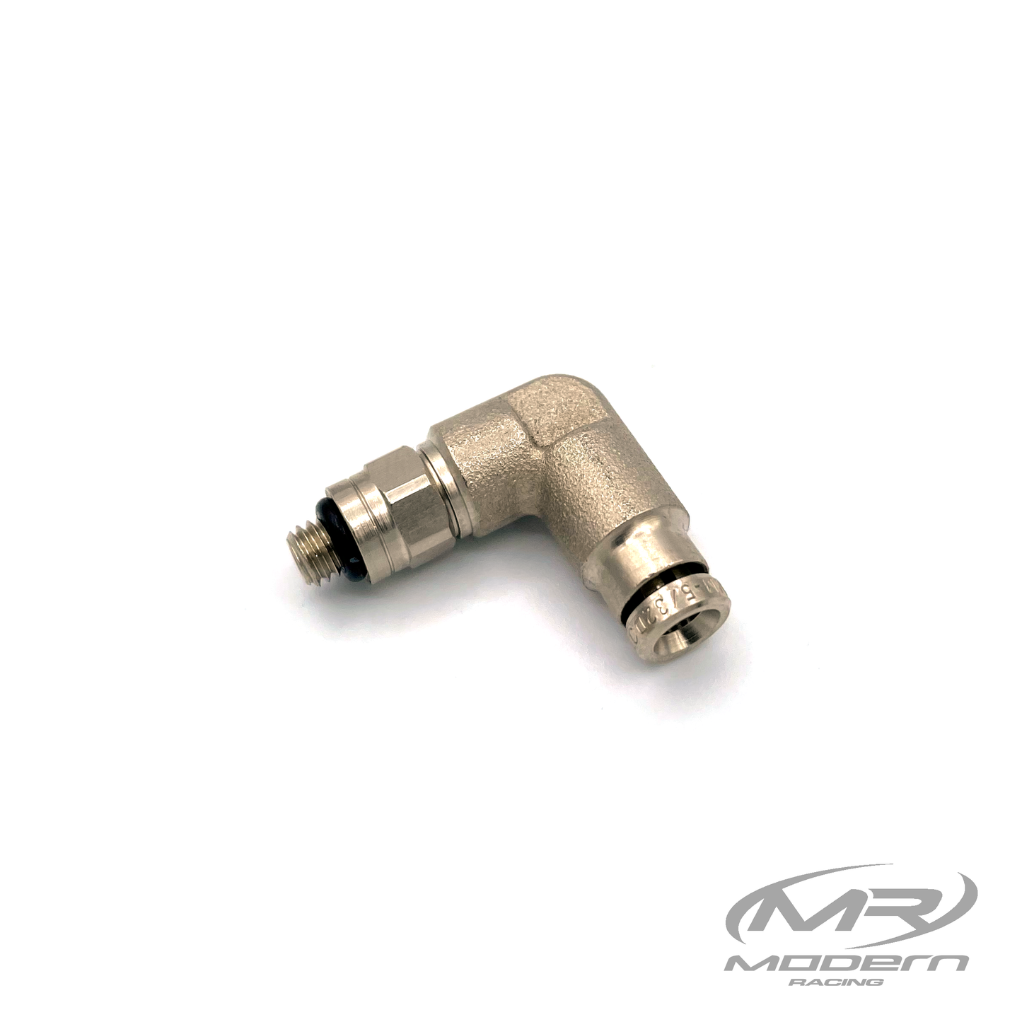 Conector de aire hembra Push-Loc de 5/32" a macho UNF de 10/32" 90* Latón (niquelado)