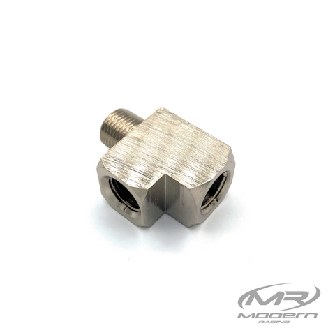 1/8" NPT Female To 1/8" NPT Male Right Angle T Fitting Brass (Nickel Plated)