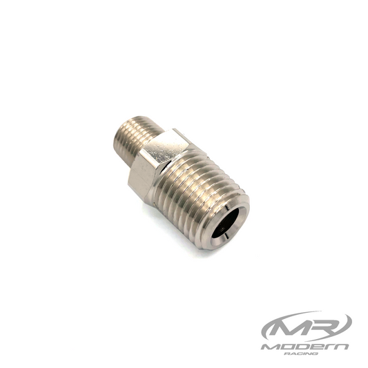 Adaptador recto macho NPT de 1/8" a macho NPT de 1/4" Latón (niquelado)