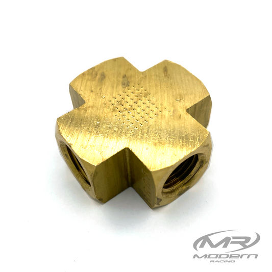 1/4" NPT Female 4-Outlet Cross Fitting Brass